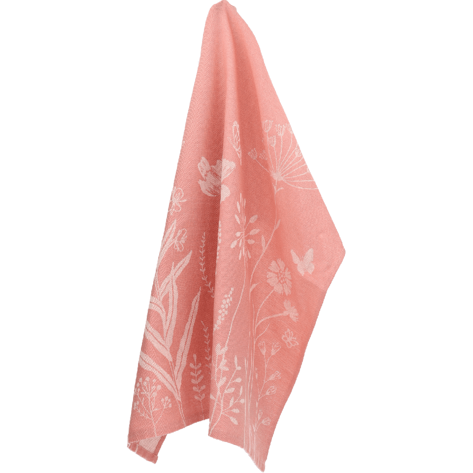 Theedoek Wild Flowers Roze