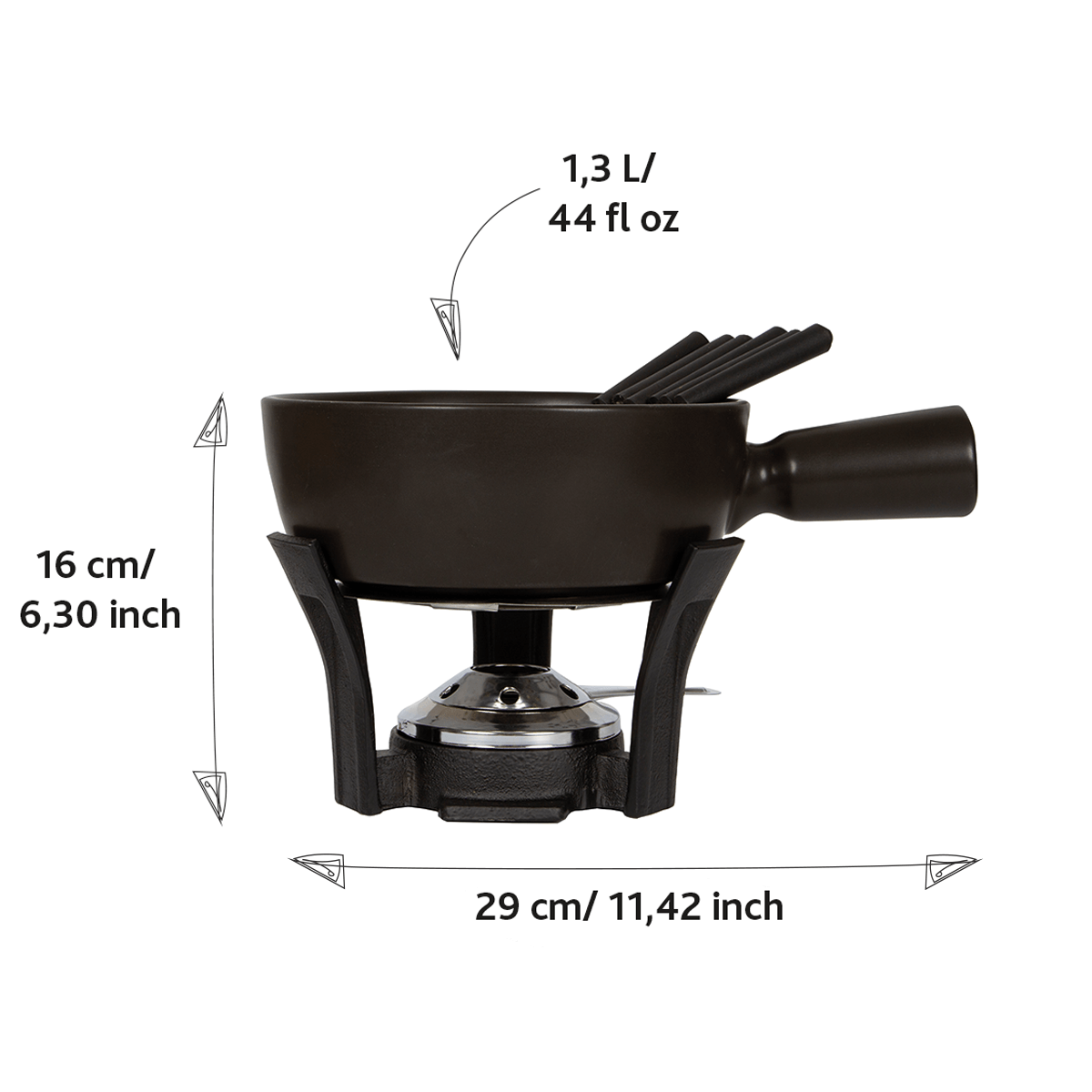 Fondueset Nero - 1.3 Liter