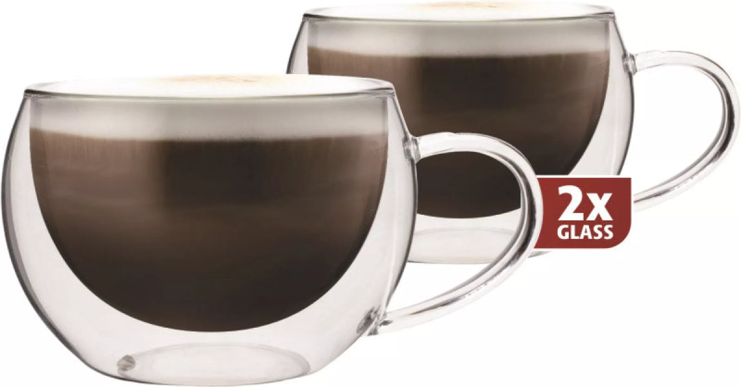 Maxxo Dubbelwandig Glas Cappuccino 300 ml - set 2 stuks