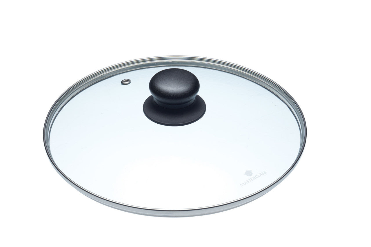 Glazen Deksel met Zwarte Knop 24 cm
