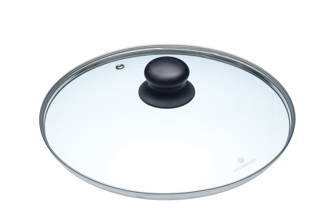 Glazen Deksel met Zwarte Knop 26 cm