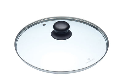 Glazen Deksel met Zwarte Knop 26 cm