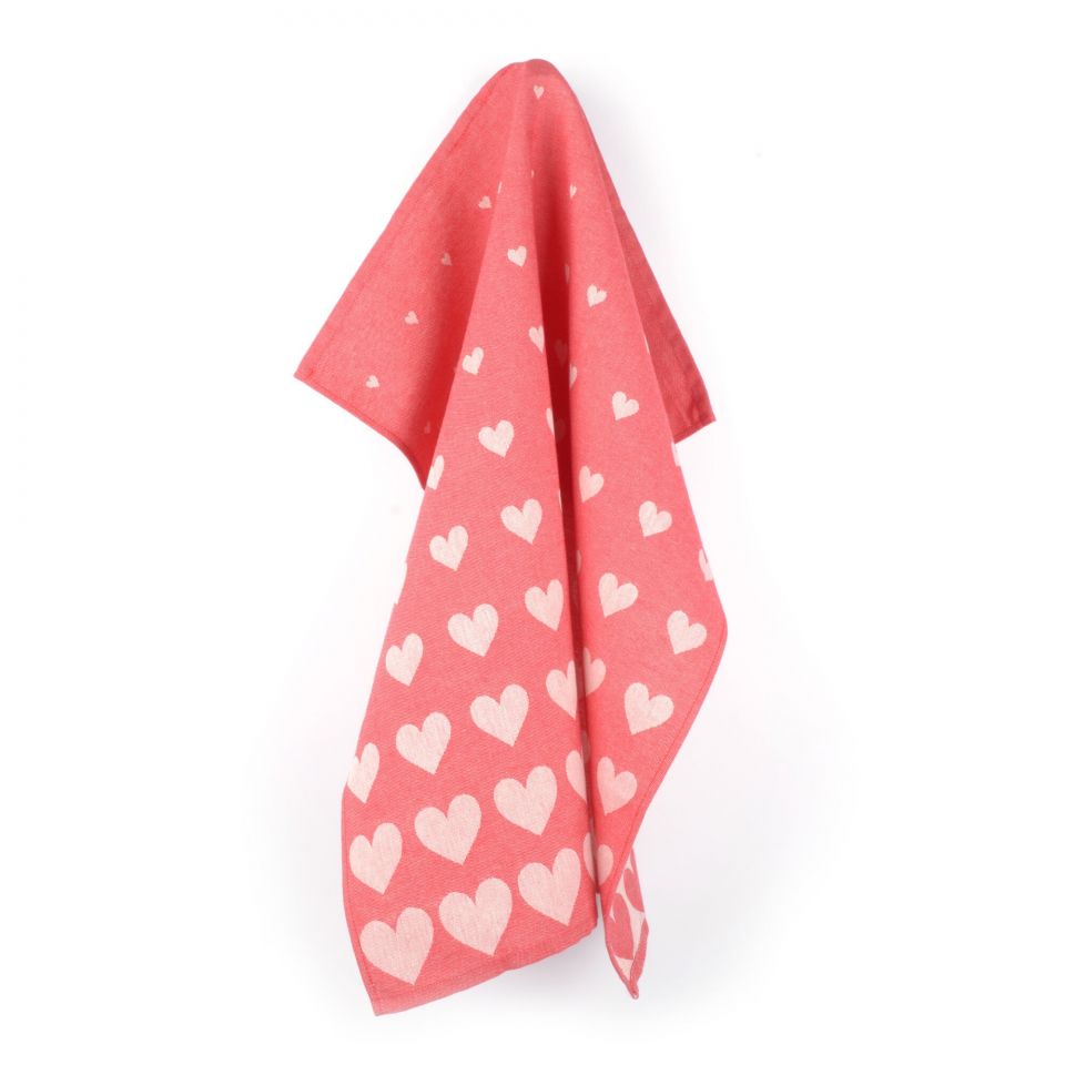 Theedoek Hearts Rood