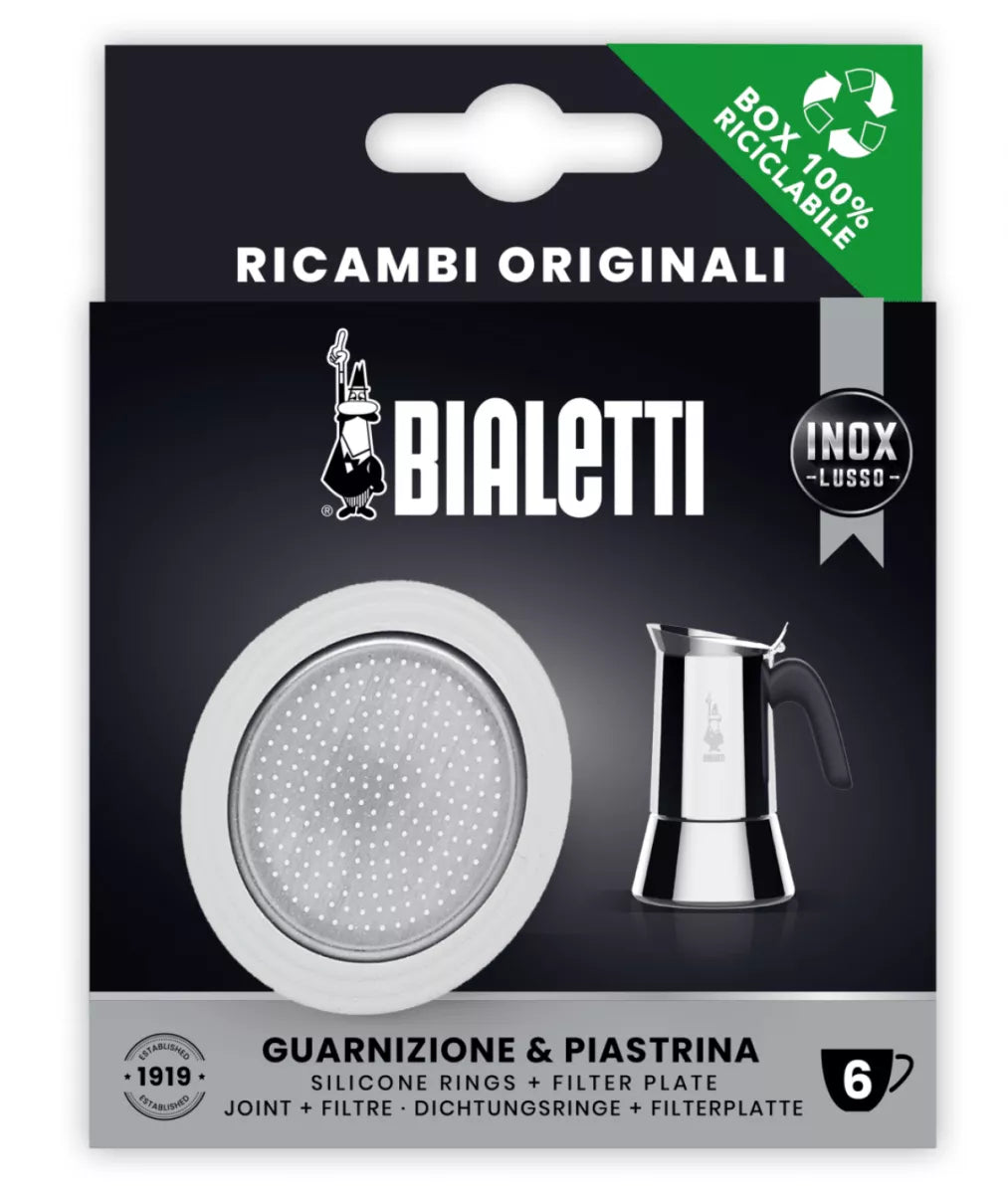 Bialetti Filterplaatje & Siliconen Ring RVS 6-kops