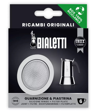 Bialetti Filterplaatje & Siliconen Ring RVS 6-kops