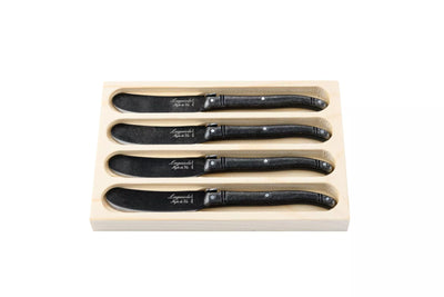 Laguiole Style de Vie Botermessen Premium Line Black Stonewash 4-delig