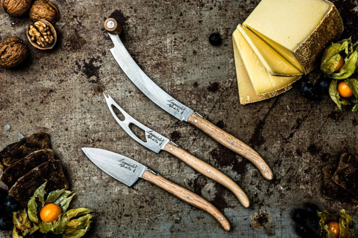 Laguiole Style de Vie Kaasmessen Luxury Line Eikenhout Stonewash 3-delig V2