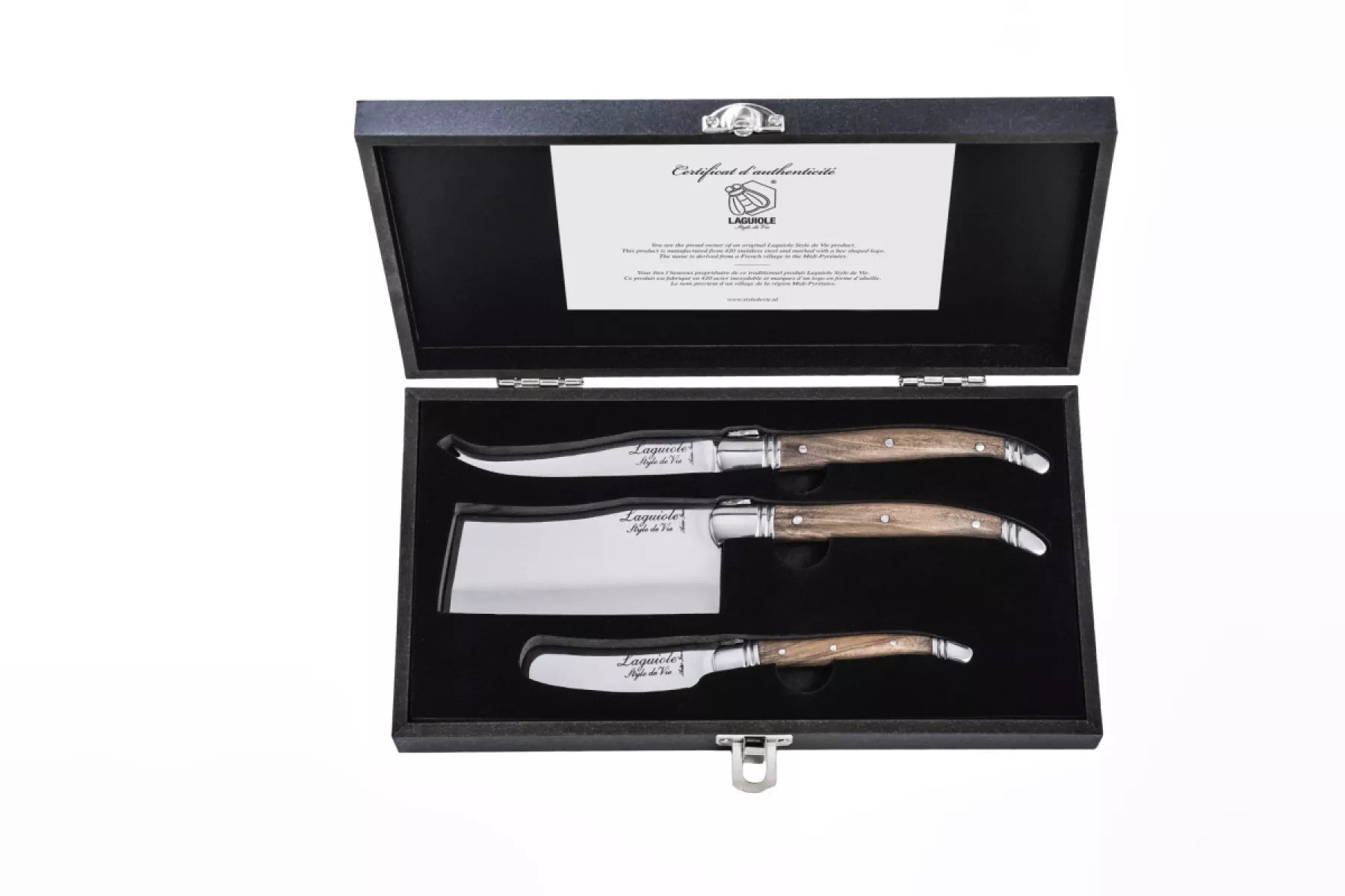 Laguiole Style de Vie Kaasmessen Luxury Line Olijfhout 3-delig