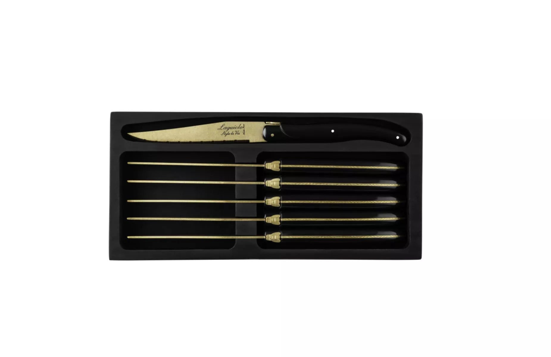 Laguiole Style de Vie Steakmessen Prestige Line Goud Zwart 1.8 mm 6-delig