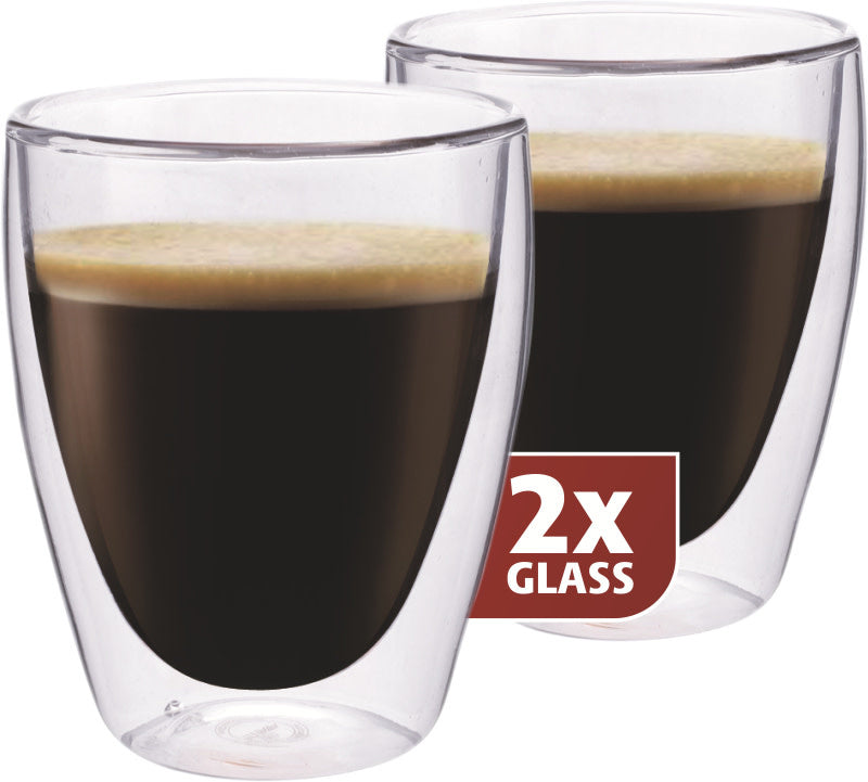 Dubbelwandig Glas Koffie 235 ml - set 2 stuks