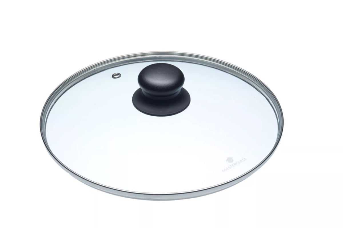Masterclass Glazen Deksel met Zwarte Knop 24 cm
